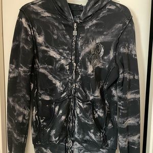 Sinful Zipper Hoodie Skull W/Stone Wings